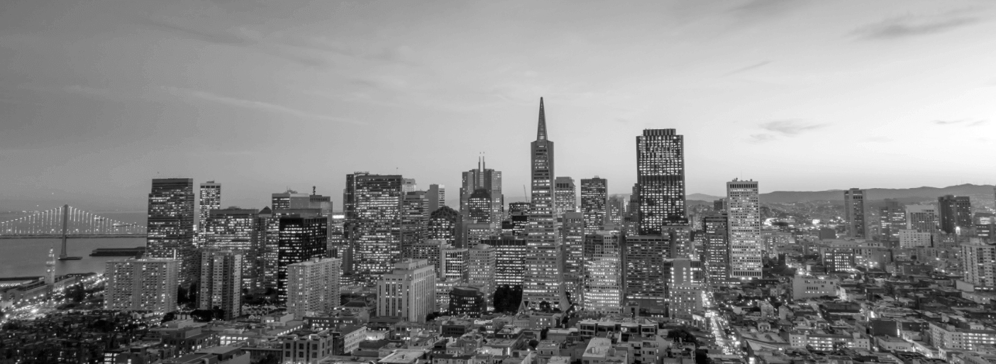 City skyline in black and white